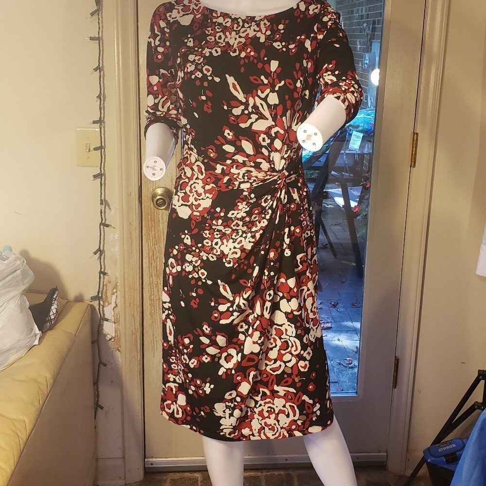 Ladies Vintage EVAN-PICONE Dress in Black Red & White Graphic Design - 8